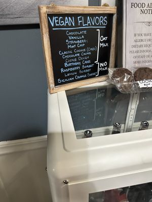 Vegan flavors  at LiftOff Creamery in Indianapolis