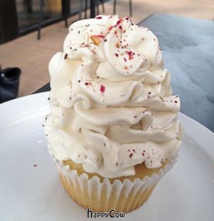 The cardamom rose cupcake at Native Foods. at Native Foods in Boulder