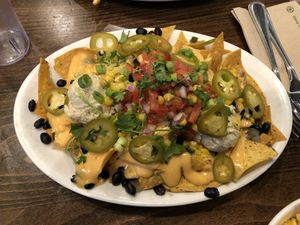 Nachos! Sweet cheese sauce  at Native Foods in Boulder