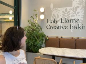 Cozy outside seating   at Holy Llama - Sintagma in Athens