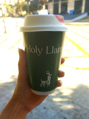 Blue spirulina latte at Holy Llama - Sintagma in Athens