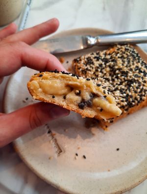 Cheese and mushroom savoury pie at Holy Llama - Sintagma in Athens
