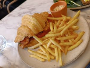 Steak croissant tempeh meal at Holy Llama - Sintagma in Athens