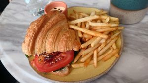 Steak croissant tempeh at Holy Llama - Sintagma in Athens