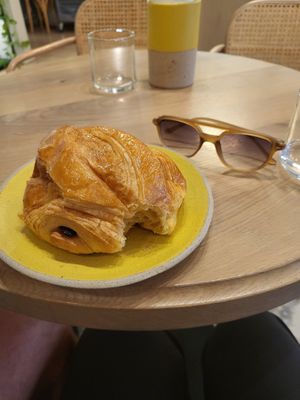 Very large and very amazing pain au chocolat. at Holy Llama - Sintagma in Athens