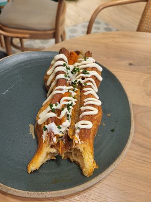 Tofu hot dog in pastry at Holy Llama - Sintagma in Athens