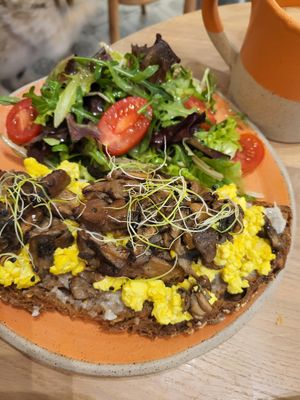 Scrambled tofu on toast at Holy Llama - Sintagma in Athens