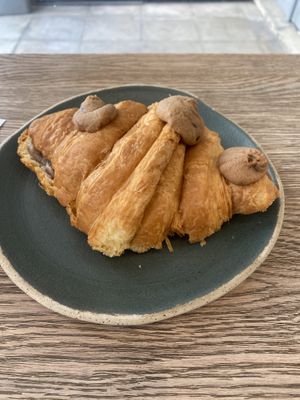 Croissant of the month - the crookie. Croisant with cookie dough   at Holy Llama - Sintagma in Athens