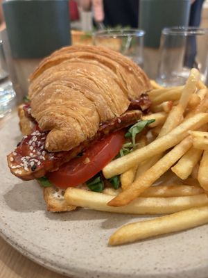 Steak Croissant Seitan BBQ Meal  at Holy Llama - Sintagma in Athens