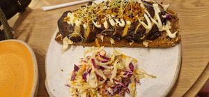 Open 'steak' sandwich. OMW it's so good at Holy Llama - Sintagma in Athens