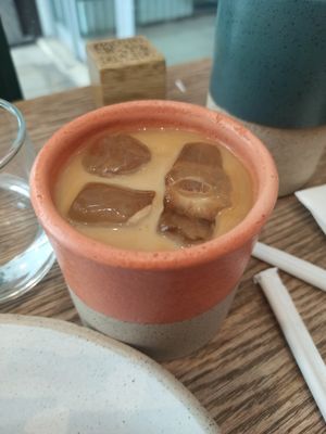 Sweet mug with iced latte (Single) at Holy Llama - Sintagma in Athens