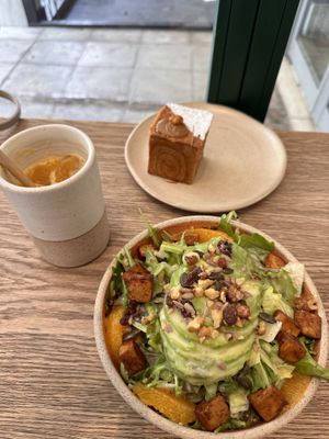 Fantastic food here. Pastries are exceptional. I tried the pistachio wheel which was huge! Also the praline cronut, smaller and nice too. Superfood salad was very tasty.   at Holy Llama - Sintagma in Athens