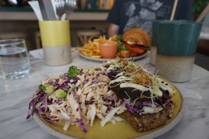 Mushroom steak toast   at Holy Llama - Sintagma in Athens