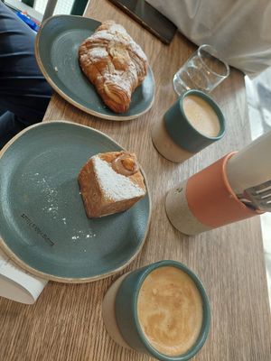 Almond croissant + praline pastry at Holy Llama - Sintagma in Athens