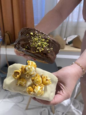 Pistachio wonder wheel on top and caramel one on bottom   at Holy Llama - Sintagma in Athens