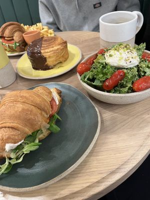 ‘Steak’ croissant, burrata salad  at Holy Llama - Sintagma in Athens