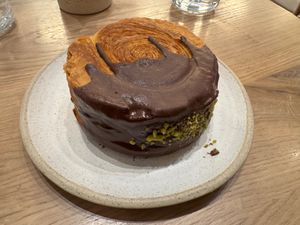 Chocolate croissant w/pistachio cream at Holy Llama - Sintagma in Athens