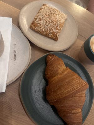 Vegan croissant and mushroom pie  at Holy Llama - Sintagma in Athens