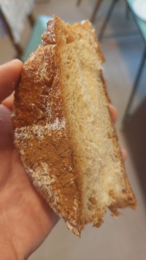 A half Bougatsa (with a pudding-ish filling) at Holy Llama - Sintagma in Athens