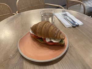 Caprese croissant for breakfastt  at Holy Llama - Sintagma in Athens
