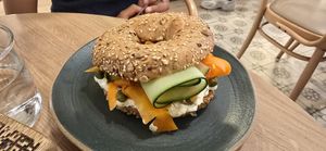 Salmon Cream Cheese Bagel at Holy Llama - Sintagma in Athens