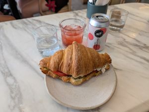 Tomato and mozzarella croissant at Holy Llama - Sintagma in Athens