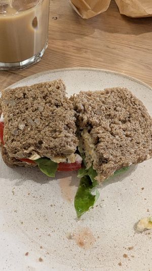 Half of the chickpea salad sandwiche at Holy Llama - Sintagma in Athens