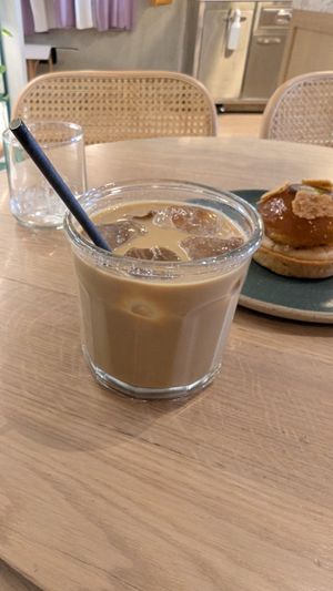 Iced latte with pea milk at Holy Llama - Sintagma in Athens