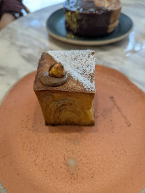 Chocolate-hazelnut cruffin at Holy Llama - Sintagma in Athens