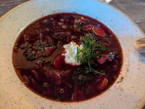 Amazing borscht at Vegan House in Nagodzice