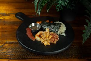 DIY Temaki (Entrees) - A selection of house made maki fillings served with roasted seaweed and sushi rice. at Roots in Riverside