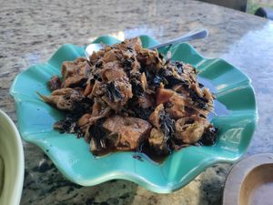 Spinach (actually chard) and wheat gluten at Jardin Verde in Santo Domingo