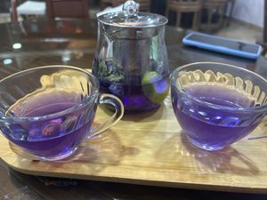 Te de clitoria  at Jardin Verde in Santo Domingo