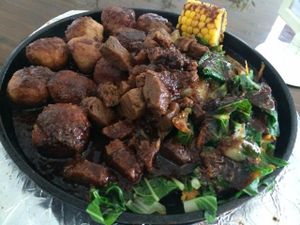 Mushroom Balls on a Clay Plate at Jardin Verde in Santo Domingo