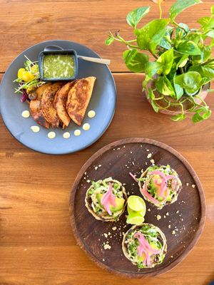 Birra tacos and sopes! at Casa Vegana in Tulum