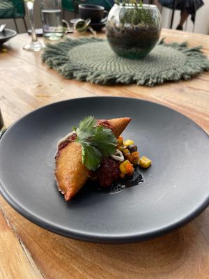 Plantain & black bean empanada at Casa Vegana in Tulum