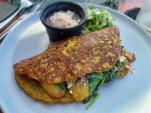 Feta & spinach omelette at Casa Vegana in Tulum