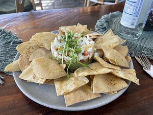 Fire “ceviche"  at Casa Vegana in Tulum
