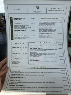 Menu  at Casa Vegana in Tulum