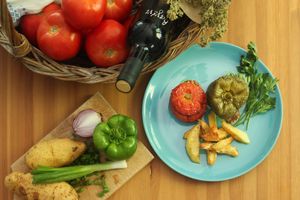 Stuffed veggies at Daphne's Club Cosy Seaside Accommodation & Cosy Veggie Restaurant in Xylokastro