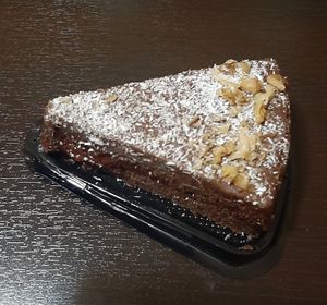A piece of cake baked by and brought from Vegan House at Vegan House in Ulaanbaatar
