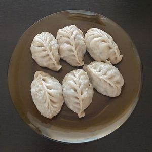 Vegan packaged buuz brought from Vegan House at Vegan House in Ulaanbaatar