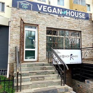 on main road at Vegan House in Ulaanbaatar