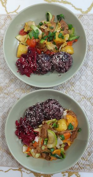 Vegetable fry at Vegan House in Ulaanbaatar