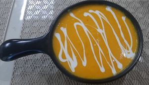 Pumpkin soup at Vegan House in Ulaanbaatar