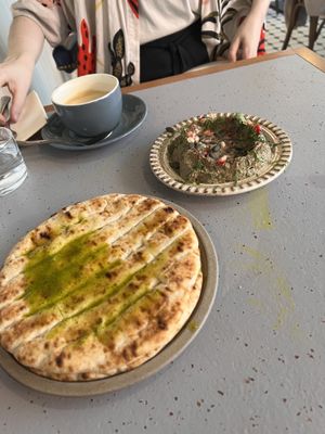 Dip and bread  at Maray in Manchester