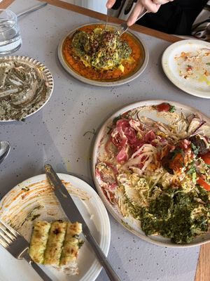 Partially eaten falafel mezze plate & the must order cauliflower!  at Maray in Manchester