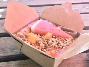 Agritopia Peach Breakfast Crepe 🍑  at The Uprooted Kitchen in Gilbert