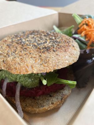 Beet pesto burger   at The Uprooted Kitchen in Gilbert