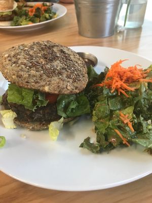 Veggie burger with side salad - delicious homemade food! at The Uprooted Kitchen in Gilbert
